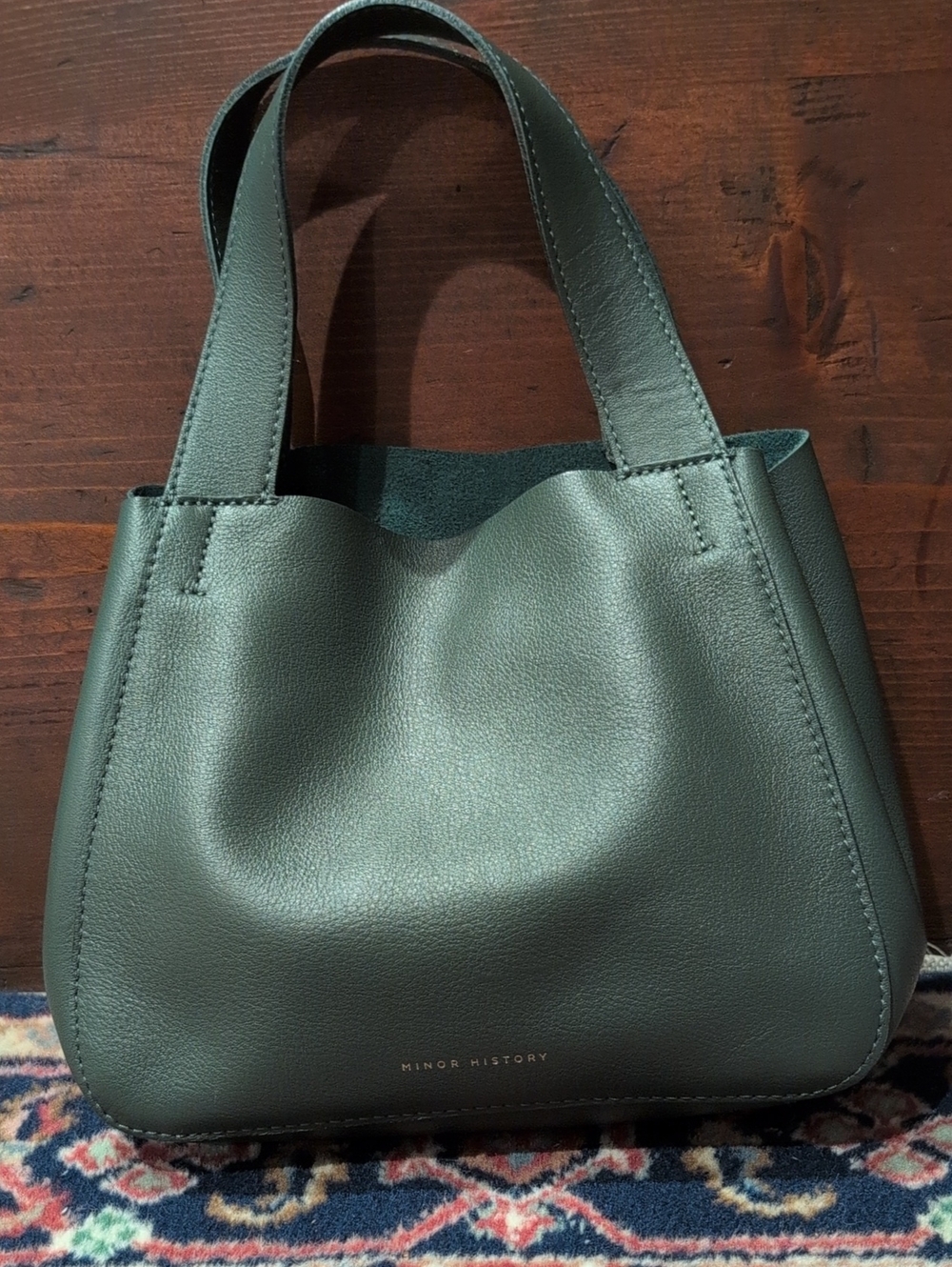 Minor History Olive Green Leather Tote Bag